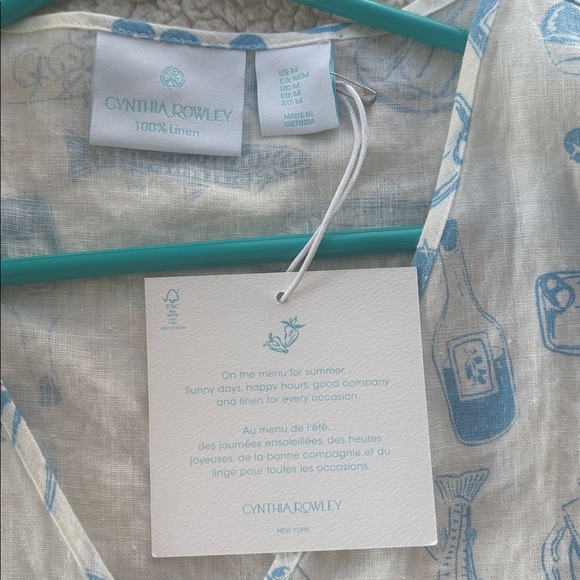 Cynthia Rowley Blue & White Patterned Blouse - Picture 9 of 11